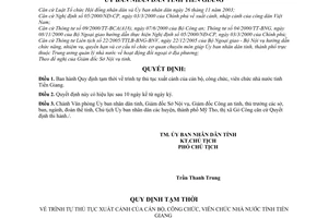 Quyết định 24/2006/QĐ-UBND Quy định tạm thời trình tự thủ tục xuất cảnh