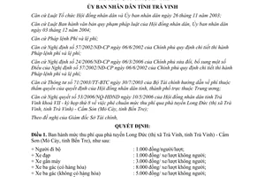 Quyết định 20/2006/QĐ-UBND mức thu phí qua phà tuyến Long Đức Cẩm Sơn Trà Vinh