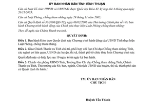 Quyết định 40/2006/QĐ-UBND thực hiện Luật Phòng chống tham nhũng Bình Thuận