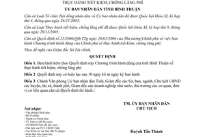 Quyết định 41/2006/QĐ-UBND thực hành tiết kiệm chống lãng phí Bình Thuận