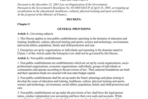 Decree of Government No. 53/2006/ND-CP of May 25, 2006 on policies to encourage the development of non-public service establishments