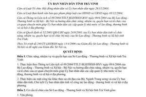 Quyết định 24/2006/QĐ-UBND chức năng nhiệm vụ quyền hạn Sở Lao động Thương binh xã hội Trà Vinh
