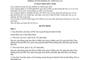 Quyết định 37/2006/QĐ-UBND-GL chia tách thôn xã Phú Cần, Chư Drăng,Ia HDreh, huyện Krông Pa, tỉnh Gia Lai