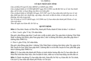 Quyết định 36/2006/QĐ-UBND-GL chia thôn 1 xã Diên Phú, thành phố Pleiku thành thôn 1 và thôn 6