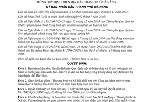 Quyết định 53/2006/QĐ-UBND xử lý người đánh giầy bán vé số dạo bán hàng rong Đà Nẵng