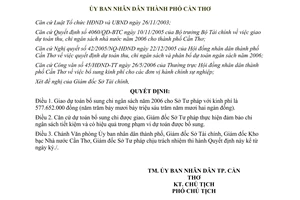 Quyết định 46/2006/QĐ-UBND bổ sung chi ngân sách 2006 Sở Tư pháp Cần Thơ