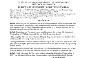 Quyết định 1529/2006/QĐ-BNN-VP văn bản hành chính Bộ phát hành trên website http://www.mard.gov.vn/