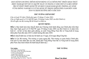 Quyết định 123/2006/QĐ-TTg phát triển KTXH ANQP Đông Nam Bộ,Vùng kinh tế trọng điểm phía Nam đến 2010-2020 triển khai Nghị quyết 53-NQ/TW