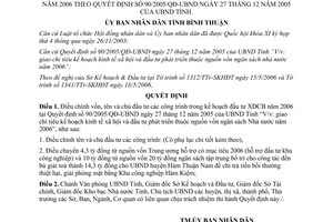 Quyết định 42/2006/QĐ-UBND điều chỉnh vốn chủ đầu tư công trình xây dựng cơ bản 2006 Bình Thuận