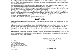 Quyết định 11/2006/QĐ-UBND Quy chế hoạt động Vật liệu nổ công nghiệp