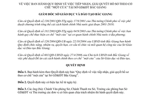 Quyết định 223/QĐ-SGD&ĐT năm 2006 Quy định tiếp nhận giải quyết hồ sơ