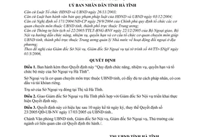 Quyết định 27/2006/QĐ-UB-NV chức năng, nhiệm vụ, quyền hạn tổ chức bộ máy  Sở Ngoại vụ