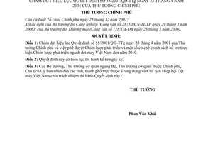 Quyết định 126/2006/QĐ-TTg chấm dứt hiệu lực 55/2001/QĐ-TTg