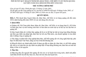 Quyết định 124/2006/QĐ-TTg Quy hoạch thăm dò, khai thác, chế biến sử dụng quặng sắt đến 2010-2020