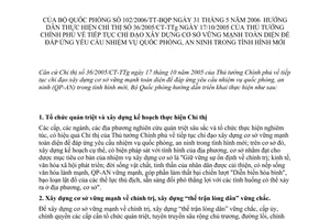 Thông tư 102/2006/TT-BQP chỉ đạo xây dựng cơ sở vững mạnh toàn diện đáp ứng yêu cầu nhiệm vụ QP-AN tình hình mới hướng dẫn Chỉ thị 36/2005/CT-TTg