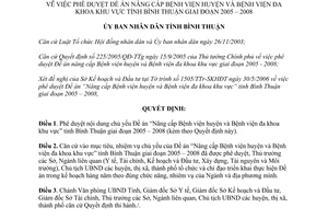 Quyết định 44/2006/QĐ-UBND đề án Nâng cấp Bệnh viện huyện, Đa khoa khu vực 2005 2008