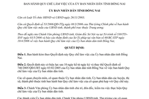 Quyết định 49/2006/QĐ-UBND quy chế làm việc ủy ban nhân dân Đồng Nai