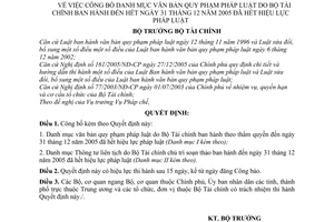 Quyết định 31/2006/QĐ-BTC Danh mục văn bản  pháp luật đến hết31/12/2005 đã hết hiệu lực pháp luật