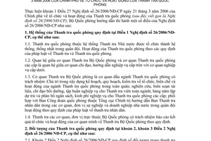 Thông tư 101/2006/TT-BQP tổ chức hoạt động Thanh tra quốc phòng hướng dẫn thi hành Nghị định 26/2006/NĐ-CP