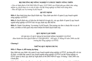 Quyết định 1564/QĐ-BNN-KH Quy định tạm thời quản lý quy hoạch ngành nông nghiệp và phát triên nông thôn