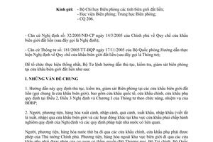 Công văn 448BTLBP/BTM hướng dẫn thủ tục kiểm tra, giám sát biên phòng