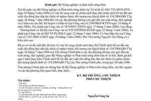Công văn 3022/VPCP-ĐP bổ sung chính sách thay thế Chính sách hỗ trợ đất sản xuất cho đồng bào dân tộc thiểu số nghè