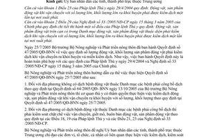 Công văn 1401/BNN-TY hướng dẫn kiểm dịch động vật, sản phẩm động vật theo quy định tại Quyết định 47/2005/BNN