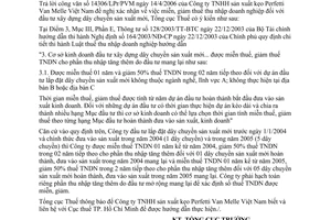 Công văn 2073/TCT-PCCS miễn, giảm thuế thu nhập doanh nghiệp đầu tư xây dựng dây chuyền sản xuất mới