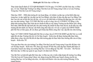 Công văn 2431/BNV-VP xây dựng trường Cao đẳng Văn thư Lưu trữ Trung ương 1 thuộc khu quy hoạch khối các trường đại học