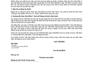 Công văn 4045/QLD-ĐK đăng ký thuốc và bổ sung trong quá trình lưu hành