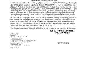 Công văn 3404/VPCP-KG triển khai thực hiện 2 Quyết định Thủ tướng Chính phủ Hiệp định hàng rào kỹ thuật trong