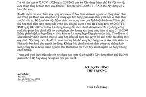 Công văn 1232/BXD-KTTC Điều chỉnh tổng dự toán theo quy định tại TT 03/2005/TT - BXD.