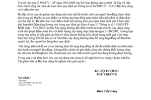 Công văn 1240/BXD-KTTC điều chỉnh tổng dự toán, dự toán theo quy định tại TT 16/2005/TT-BXD