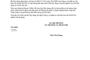 Công văn 09/BXD-PC hướng dẫn thực hiện Luật Xây dựng