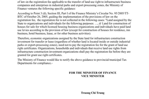 Official Dispatch No. 7876/BTC-TCT of June 26, 2006, on the registration fee