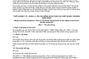Tiêu chuẩn quốc gia TCVN 7303-2-3:2006 (IEC 60601-2-3:1991, With Amendment 1:1998) về Thiết bị điện y tế - Phần 2-3: Yêu cầu riêng về an toàn của thiết bị điều trị bằng sóng ngắn