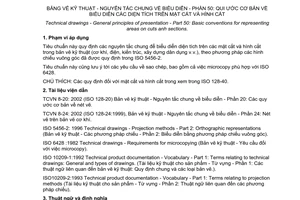 Tiêu chuẩn quốc gia TCVN8-50:2005 (ISO 128-50 : 2001) về Bản vẽ kỹ thuật - Nguyên tắc chung về biểu diễn - Phần 50: Qui ước cơ bản về biểu diễn các diện tích trên mặt cắt và hình cắt