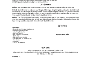 Quyết định 25/2006/QĐ-BGDĐT quy chế đào tạo đại học cao đẳng hệ chính quy