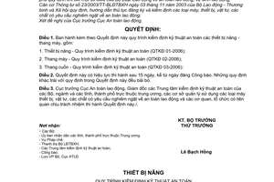 Quyết định 04/2006/QĐ-BLĐTBXH kiểm định kỹ thuật an toàn thiết bị nâng thang máy