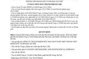 Quyết định 107/2006/QĐ-UB chuyển đổi Công ty Khảo sát  Đo đạc Hà Nội thành Công ty TNHH nhà nước 1 thành viên