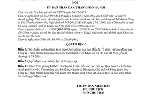 Quyết định 108/2006/QĐ-UBND Điều lệ Tổ chức hoạt động Công ty TNHH 1 thành viên khảo sát đo đạc Hà Nội