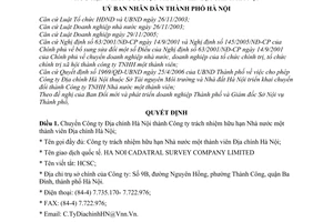 Quyết định 110/2006/QĐ-UBND chuyển Công ty Địa chính Hà Nội thành Công ty TNHH Nhà nước 1 thành viên