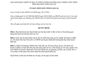 Quyết định 55/2006/QĐ-UBND Quy định đầu tư kiên cố hóa đường giao thông liên