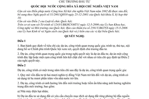 Nghị quyết 66/2006/NQ-QH11 dự án, công trình quan trọng quốc gia trình Quốc hội quyết định chủ trương đầu tư