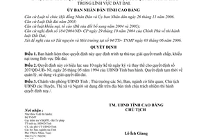 Quyết định 1208/2006/QĐ-UBND trình tự, thủ tục giải quyết tranh chấp lĩnh vực đất đai