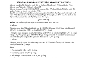 Nghị quyết 61/2006/NQ-HĐND phê chuẩn quyết toán ngân sách quận năm 2005