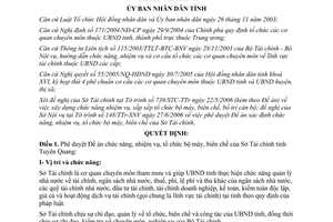 Quyết định 32/2006/QĐ-UBND chức năng nhiệm vụ biên chế Sở Tài chính Tuyên Quang