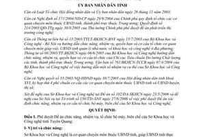Quyết định 30/2006/QĐ-UBND chức năng tổ chức sở khoa học Tuyên Quang