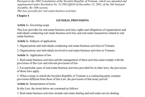 Law No. 63/2006/QH11 of June 29, 2006 on real estate business