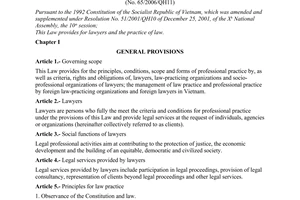 Law No. 65/2006/QH11 of June 29, 2006 on lawyers